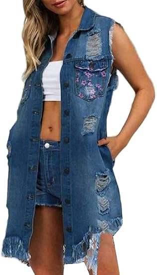 cut off jean vest