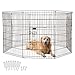 Ollieroo Dog Playpen Exercise Pen Cat Fence Pet Outdoor Indoor Cage 8 Panel Black E-Coat Small (24