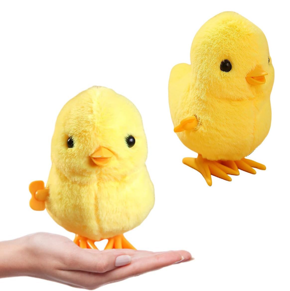 Simulated Plush Rabbit Wind Up Chick for Easter Gift,Wind up Easter Chick,Chicken Toys Easter Clockwork Jumping Chicken Bunnies Plush Toys for Egg Basket Fillers Kids Party Gift Favours-2 PCS