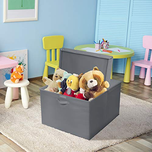 Sorbus Square Toy Chest with FlipTop Lid, Kids Collapsible Storage for