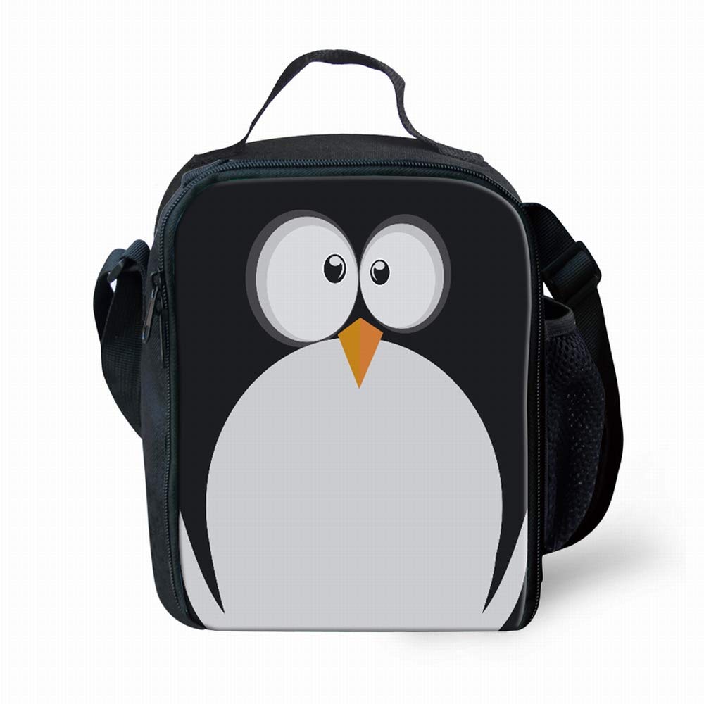 Amzbeauty Cute Penguin Lunch Bag School Lunch Box Insulated Lunch Container Small Tote Bag Adjustable & Removable Shoulder Bag Lunch Kits, Gift for Kids Boy Girls