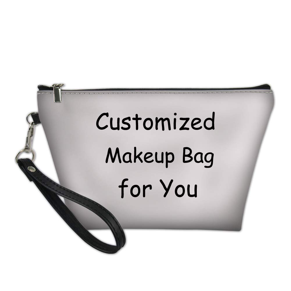 Showudesigns Customize Makeup Bag Custom Made Cosmetic Bag for Women Teen Girls PU Leather Travel Toiletry Kit Pouch