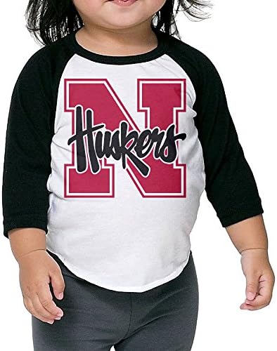 Nebraska Huskers Logo Unisex Toddler Kids Raglan T Shirts 3/4 Baseball Sleeves Baby