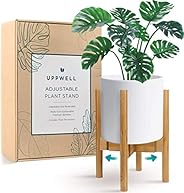 UppWell Plant Stand Indoor, Adjustable 8 to 12 Inch Indoor Plant Stand, Made from Sustainable Wood Plant Stand