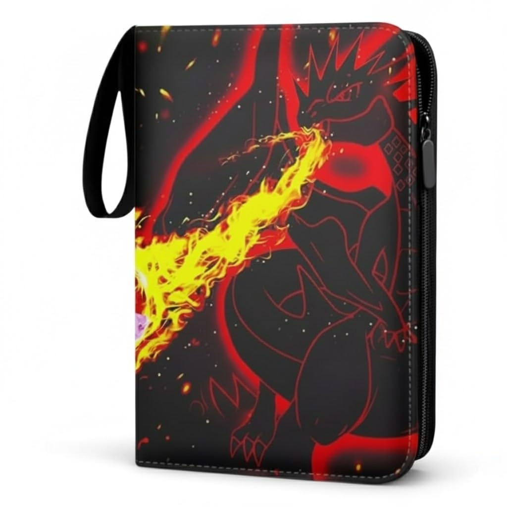 DABEEZDS Card Binder 4 Pocket - Trading Card Holder for TCG with 50 Removable Sleeves for 400 Cards, PU Waterproof Card Folder Card Collection Binder with Zipper, Portable Trading Card Album