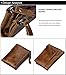 Small Vintage Crazy Horse Leather RFID Blocking Wallet Short Purse Bifold with Double Zipper Pockets for Men