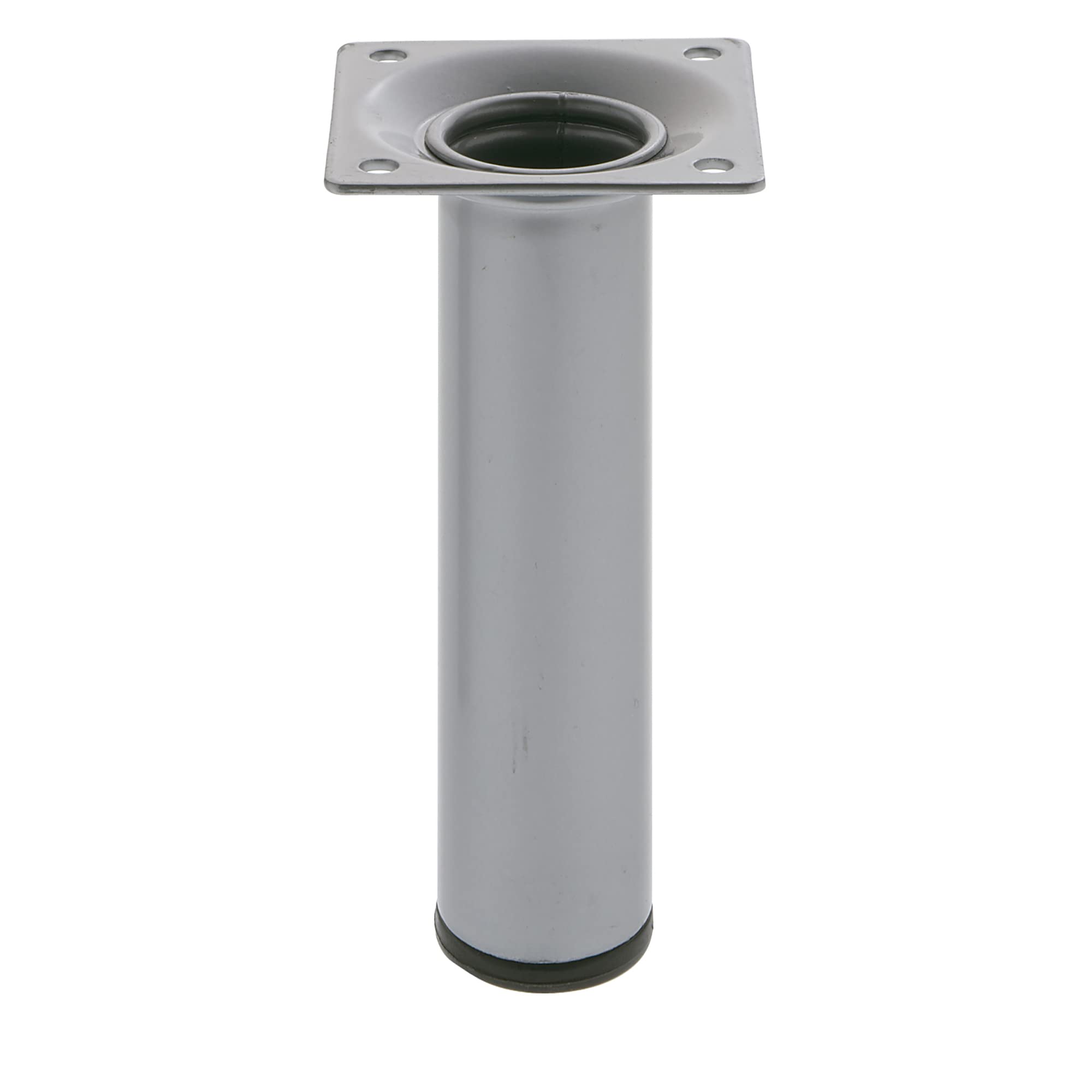 Amig - Round Furniture Leg - 30X250 cm - Steel - For Coffee Tables, Bedside Tables, Chests of Drawers... - Anti-Scratch Cap - Heavy-Duty - Silver - Fixings Included