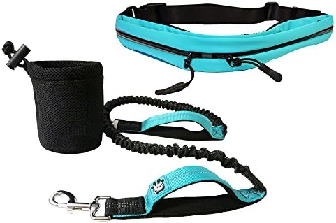 PawVenture Hands Free Dog Leash, Running, Walking, and Training Belt with Shock Absorbent Bungee, Waterproof Pouch to Hold Phone and Detachable Water Bottle Holder