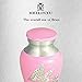 M MEILINXU Small Keepsake Urn for Human Ashes, Mini Cremation Urns - Fits a Small Amount of Cremated Remains - Display Burial at Home or Office Decor (Pink Butterfly, Hand Engraved Brass Urn