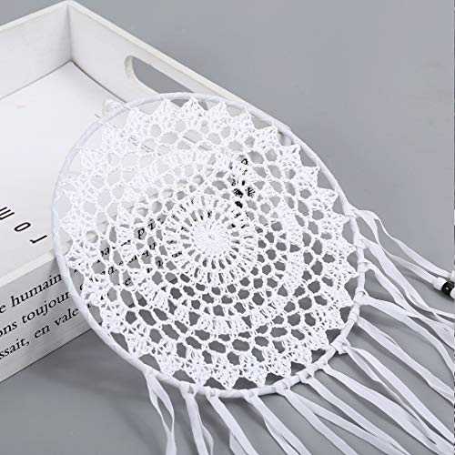 Nobgum Feather Dream Catcher Boho White Dreamcatcher Wall Hanging Decor Ornament Crafts Wedding Party Favor,Baby Shower,Birthday Gift,Bedroom Wall Ornaments Car Hanging Decoration