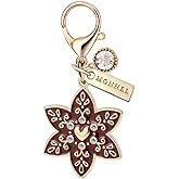 MONNEL MC365 Christmas Snowflake with Love Heart Lobster Clasp Charm for Women with Velvet Bag (Chocolate,1 Piece)