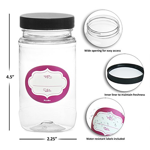 DilaBee 8 oz Plastic Jars with Lids 12 Pack Clear Plastic Mason Jars