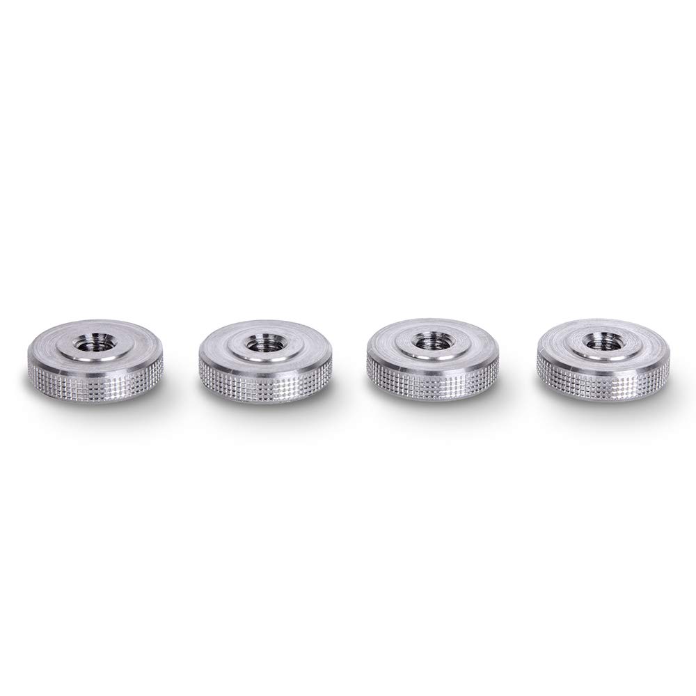 PrecisionGeek Aluminium Knurled Thumb Nuts M6 × 5 mm (20 mm Dia.) – Female Wheel‑Lock Nut Adapters – CNC Machined, Tool‑Free Fasteners – Set of 4