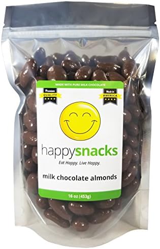 Happy Snacks Chocolate Covered Almonds - Milk Chocolate - Resealable Pouch (1 Pound)