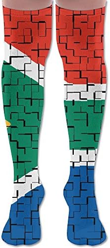 South Africa Flag Puzzle Long Socks Knee Sock Over The Knee High Sock Soft Breathable Novelty Breathable For Athletic Run