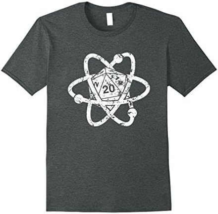 Mens D20 Dice Shirt Molecule Power Dice Tabletop RPG DND Medium Dark Heather