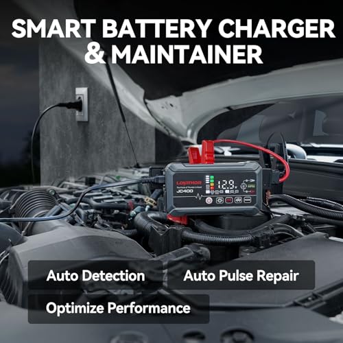 LOKITHOR JC400 9-in-1 Battery Charger and Jump Starter, 2500A 12V Portable Jump Box for Car Upto 8.5L Gas/6.5L Diesel, 750mA/1A/2A, 6V/12V Automotive Battery Maintainer, Trickle Charger and Desulfator