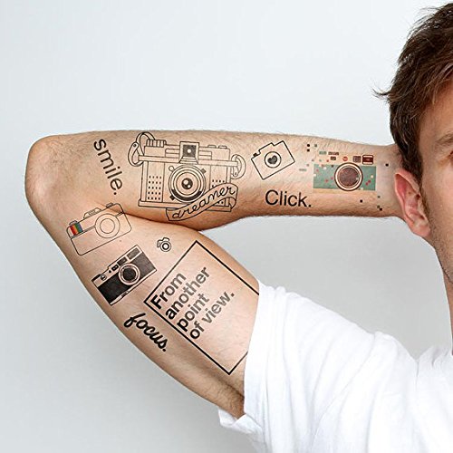 image for Tattify Photography Temporary Tattoos - Say Cheese (Complete Set of 18