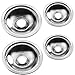 4 Pack Chrome Reflector Bowls Universal Drip Pan Kits Gas Stove Burner Rings Suitable for Frigidaire Kenmore 5304430150, 318067051