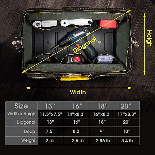 20 Inch Waterproof Tools Bag Close Top Heavy Duty Molded Base Tool Bag Storage Box with Shoulder Strap
