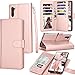 Galaxy Note 10 Case, Galaxy Note 10 Wallet Case, Luxury Cash Credit Card Slots Holder Carrying Folio Flip PU Leather Cover [Detachable Magnetic Hard Case] Kickstand for Samsung Note10 [Rose Gold]