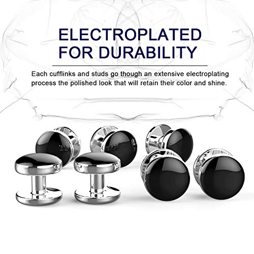 UHIBROS Mens Cufflinks Shirt Studs Set Tuxedo Shirt Cuff Links for Men Business Wedding 2 Cufflinks and 6 Studs - Thumbnail 3