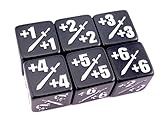 Premium MTG +1/+1 Counter Dice D6 Polyhedral- Pack of 6 Black with Silver Ink Hedral 6d6 - Magic: The Gathering TCG CCG