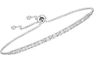 Tirafina Gemstone and Lab-Created White Sapphire Adjustable Bolo Bracelet, Sterling Silver, Easy-On Easy-Off (6, 7 and 8 inch Wrist Size)