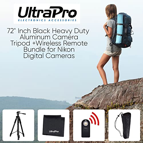 UltraPro 72-inch Tripod for Panasonic Lumix DMC-LX10, DMC-FZ2500, DMC-ZS60, DMC-ZS100, DMC-FZ1000 Digital Cameras. Bundle Includes: Mini Trip 並行輸入 UltraPro 72\" Inch Black Aluminum Camera Tripod + Wireless Remote