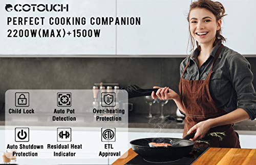 Induction Cooktop 2 Burner ECOTOUCH 12'' Electric Cooktop 240V Built-in Induction Stove Top Smoothtop, Induction Cooker Vitro Ceramic Surface with Booster Burner IB320