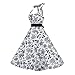 YUSHENGSM 50s Halter Flock Tattoo Prom Party Cocktail White Dress