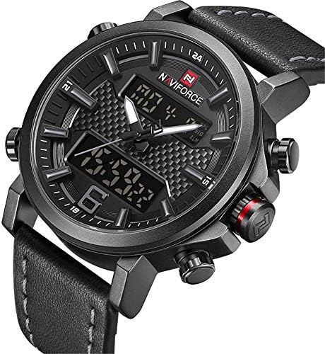 NAVIFORCE New Men's Fashion Sport Watch Men Leather Waterproof Quartz Watches Male Date LED Analog Clock