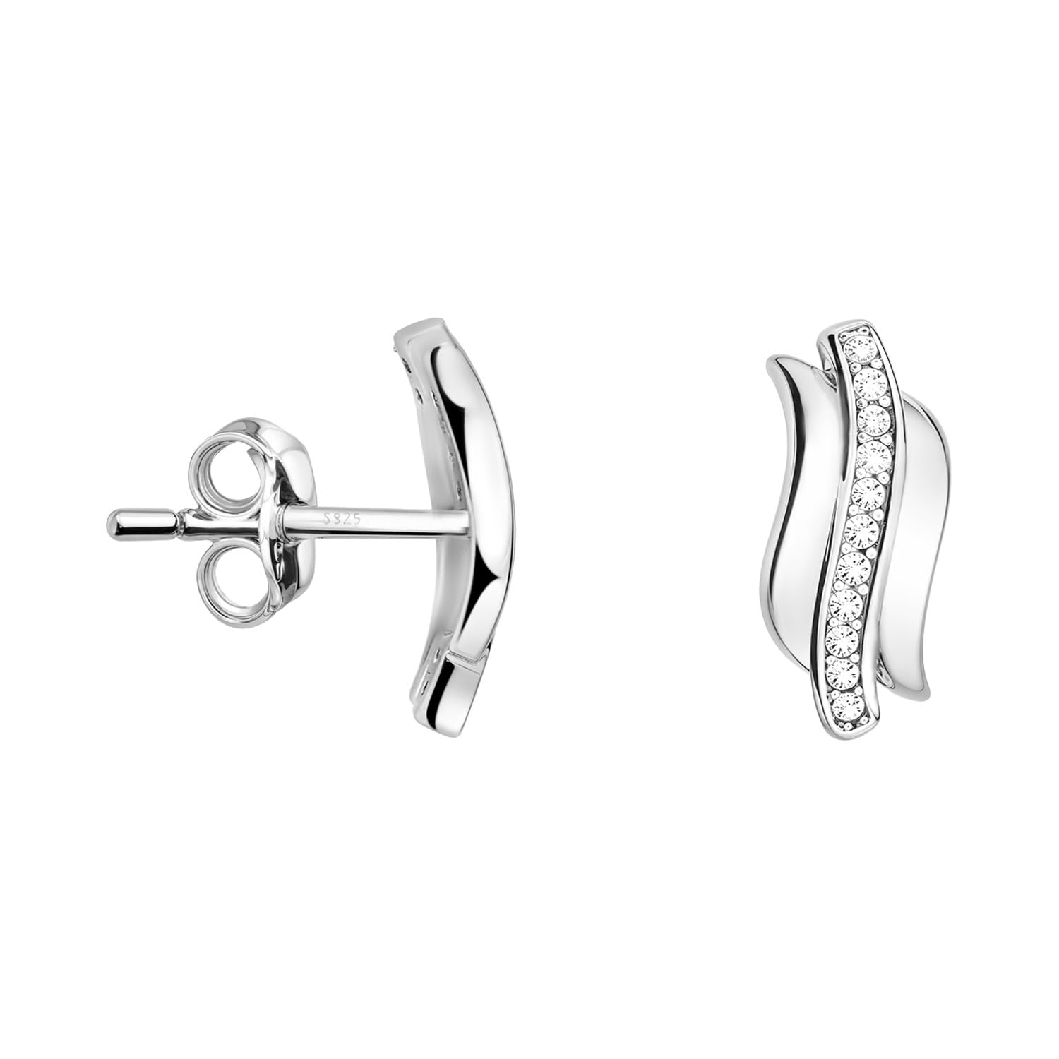 SOFIA MILANI - Women's Earrings 925 Silver - with Zirconia Stones - Wave Spiral Stud Earrings - 20492