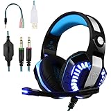 BlueFire Professional Stereo Gaming Headset for PS4, Xbox One Headphones with Mic and LED Lights for Playstation 4, Xbox One, PC (Blue)