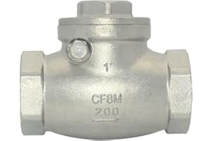 Megairon 1" Stainless Steel SS316 Swing Check Valve,NPT Female x Female Thread,WOG 200 PSI PN16 CF8M
