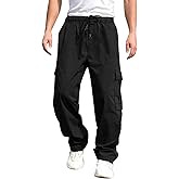 THWEI Mens Cargo Pants Casual Baggy Drawstring Loose Fit Hip Hop Pants with Pockets