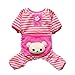 Petparty® Cute Bear Comfy Dog Pajams Dog Shirt Stripes Dog Jumpsuit Pet Dog Clothes (Pink, S)