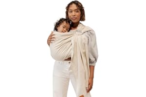 WildBird - Ring Sling Baby Carrier - 0-36 Months (up to 35 lbs) - Standard (74") Sparrow & Bronze Ring - Front, Hip or Back Carry - Adjustable Fit - Natural Linen - Baby Essentials - New Mom Gifts