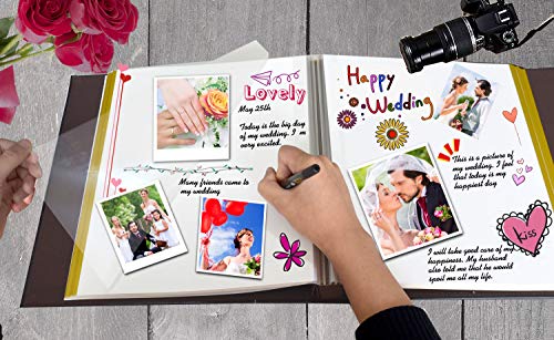 Zoview Art Magnetic Self-Stick Page Photo Album with Leather Cover for Wedding or Family, Hand Made DIY Albums Holds 3X5, 4X6, 5X7, 6X8,8X10 Photos (Blue, Large) - Thumbnail 2