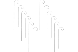 Tofficu 12pcs Silver Iron Shepherd Hook Plant Stakes for Garden Outdoor Use with Easy Installation