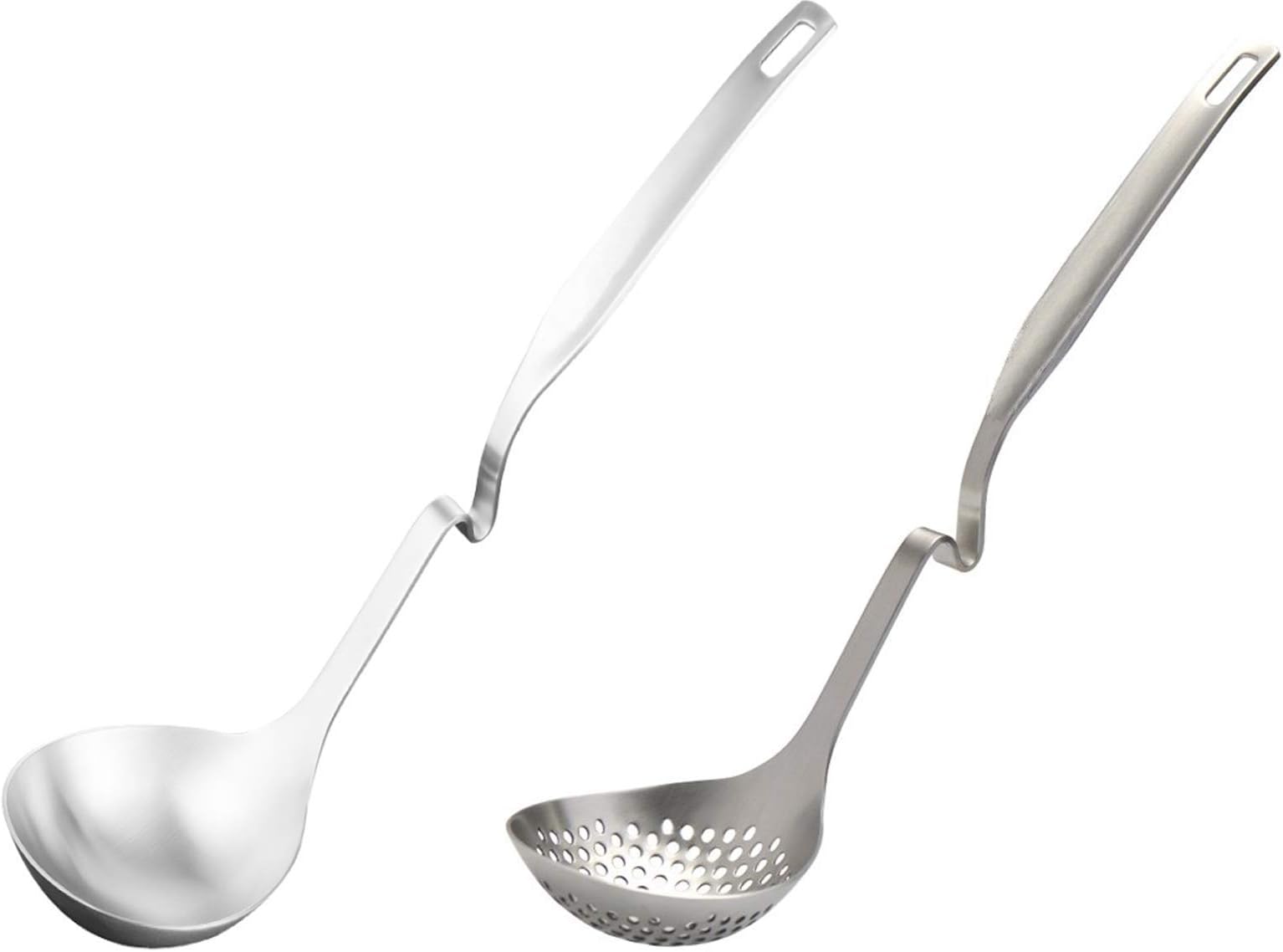 Stainless Steel Hotpot Spoon Ladle & Skimmer / -11.8 inches Set of 2 pcs with Ergonomic Handle, Comfortable Grip Design