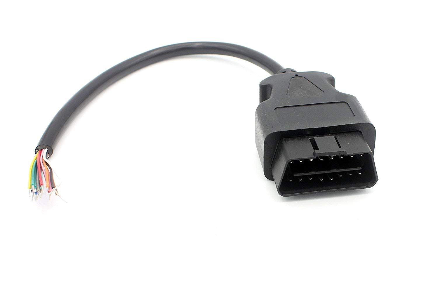 LoongGate OBD-II 16 Pin to To End Open Plug Wire - OBD2 Male 16 Pin Connector Round Extension Diagnostic Cable - 0.3 Meters