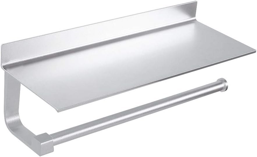 Wopeite Paper Towel Holder Shelf Wall Mount Kitchen Roll Dispensers Storage Shelf Rack, No Drilling Self Adhesive