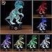3D Optical Illusion Night Light - 7 LED Color Changing Lamp - Cool Soft Light Safe For Kids - Solution For Nightmares - Tyrannosaurus Rex Dinosaur