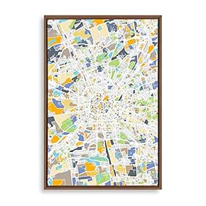 signwin Framed Canvas Wall Art World City map...