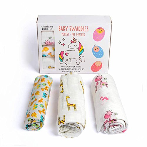 image for SHINJI WEI Muslin Baby Swaddle Blankets - Baby Muslin Wrap Infant Newb