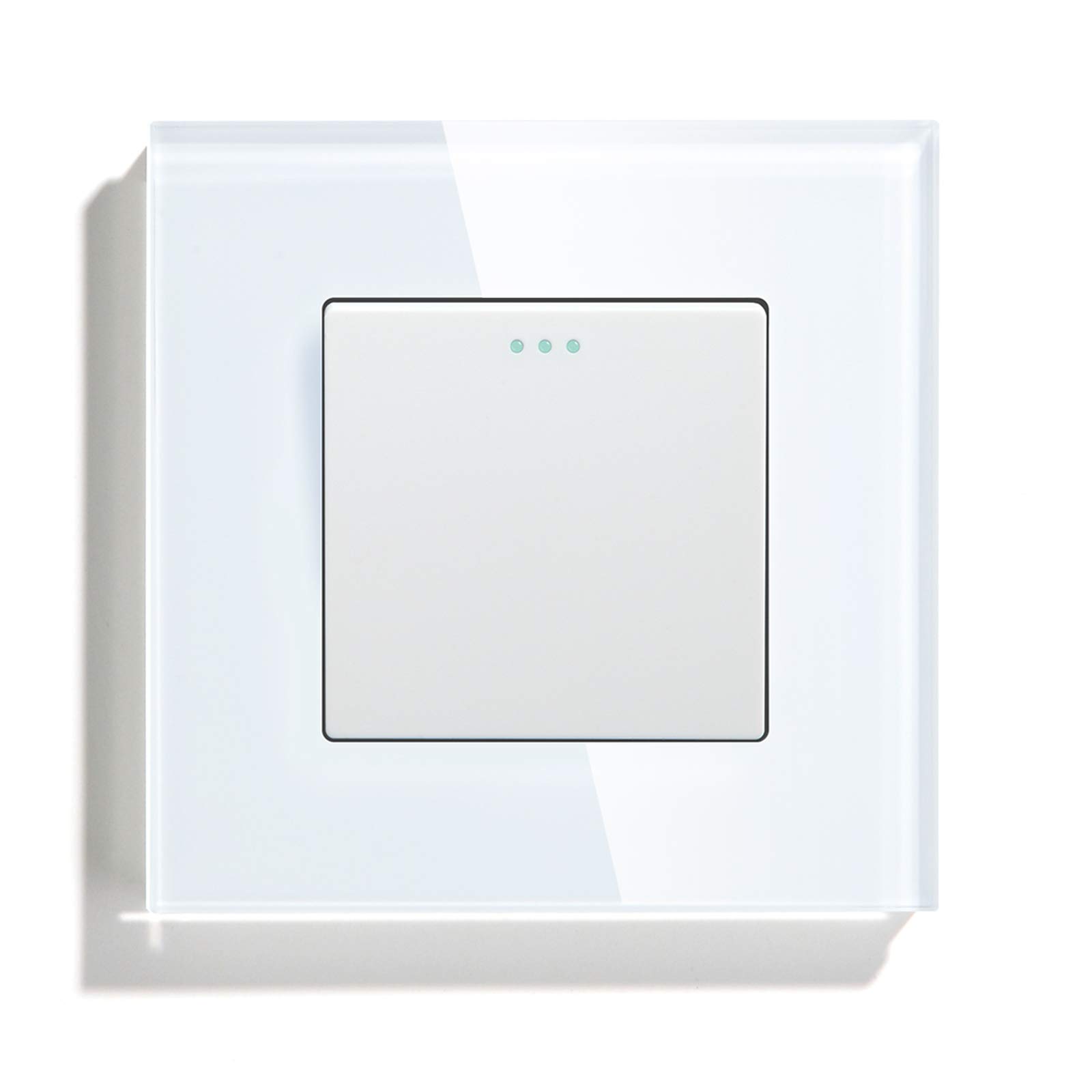 BSEED Light Switch 1 Gang 1 Way,Glass Light Switches,Screwless 10A Rocker Tactile Wall Switch,White Crystal Toggle Switch