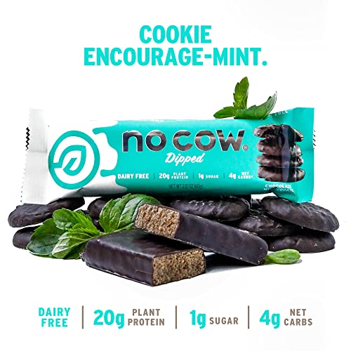 No Cow Chocolate Dipped Protein Bars, 20g Plant Based Vegan Protein