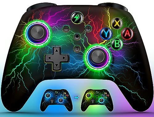 HELLCOOL Kabellos Controller für Switch/Lite/OLED Konsole - Switch Controller mit Cooles RGB Look, Programmierbare/Turbo/Aufwachfunktion, Präzise Joys