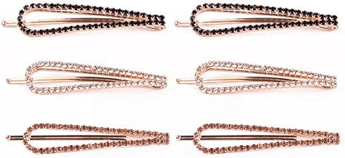 Bobby Hair Pins - Sparkly, Shiny, Brilliant Cut Diamond Shaped, 6pcs Pretty Rhinestone Bobby Pins